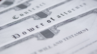 Row of legal documents for notary signing